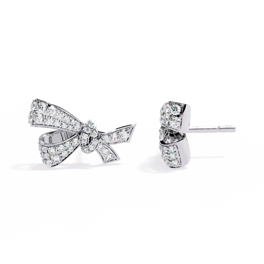 Bow Design Earrings With 18kt White Gold Plating