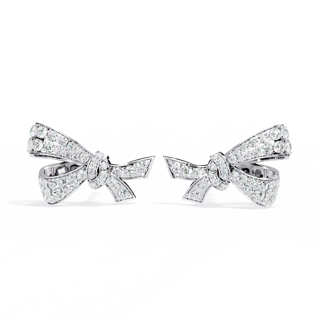 Bow Design Earrings With 18kt White Gold Plating