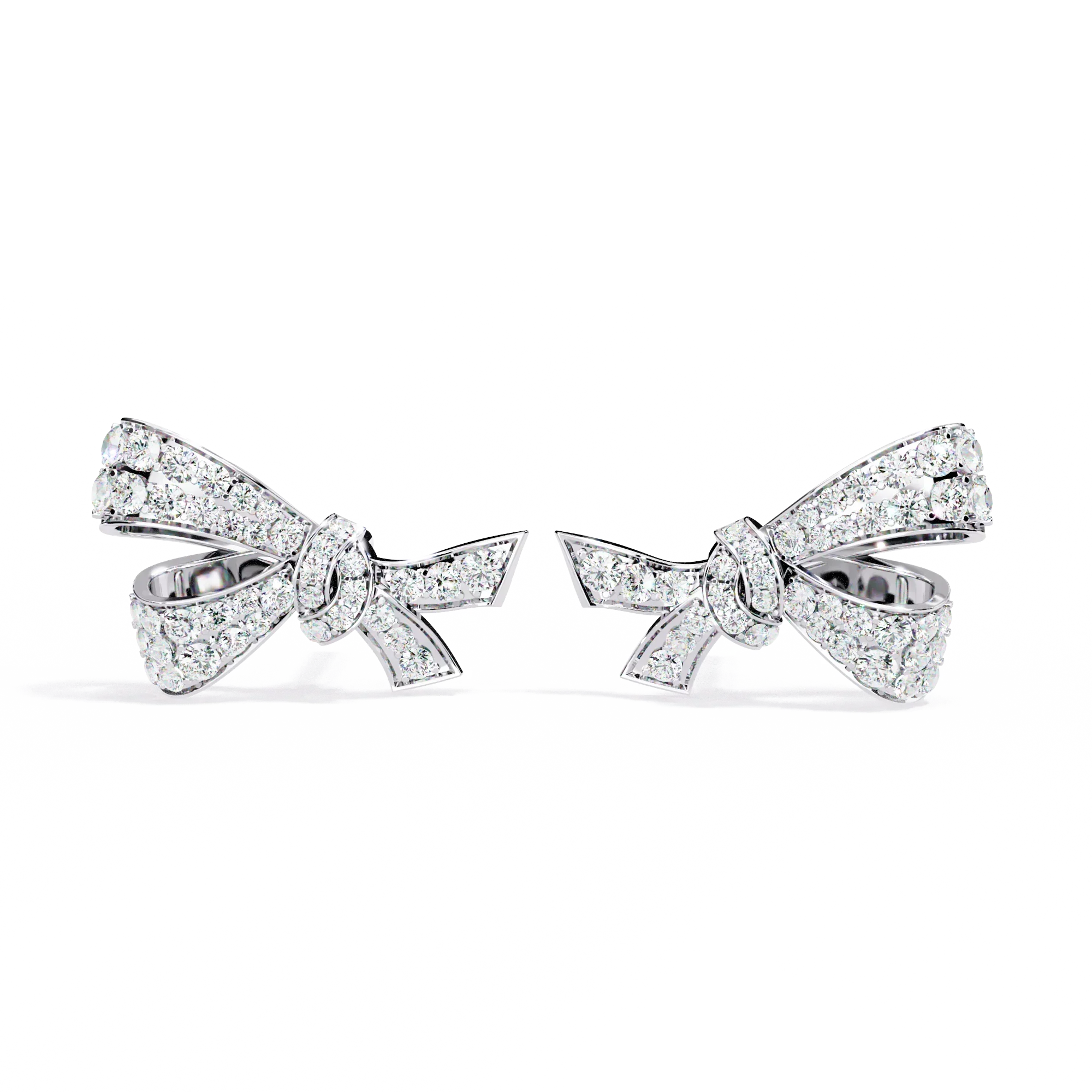 Bow Design Earrings With 18kt White Gold Plating