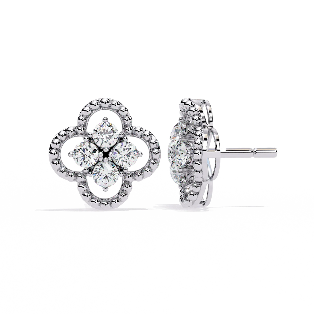 18kt White Gold Plated Earrings Studded With Cubic Zirconia