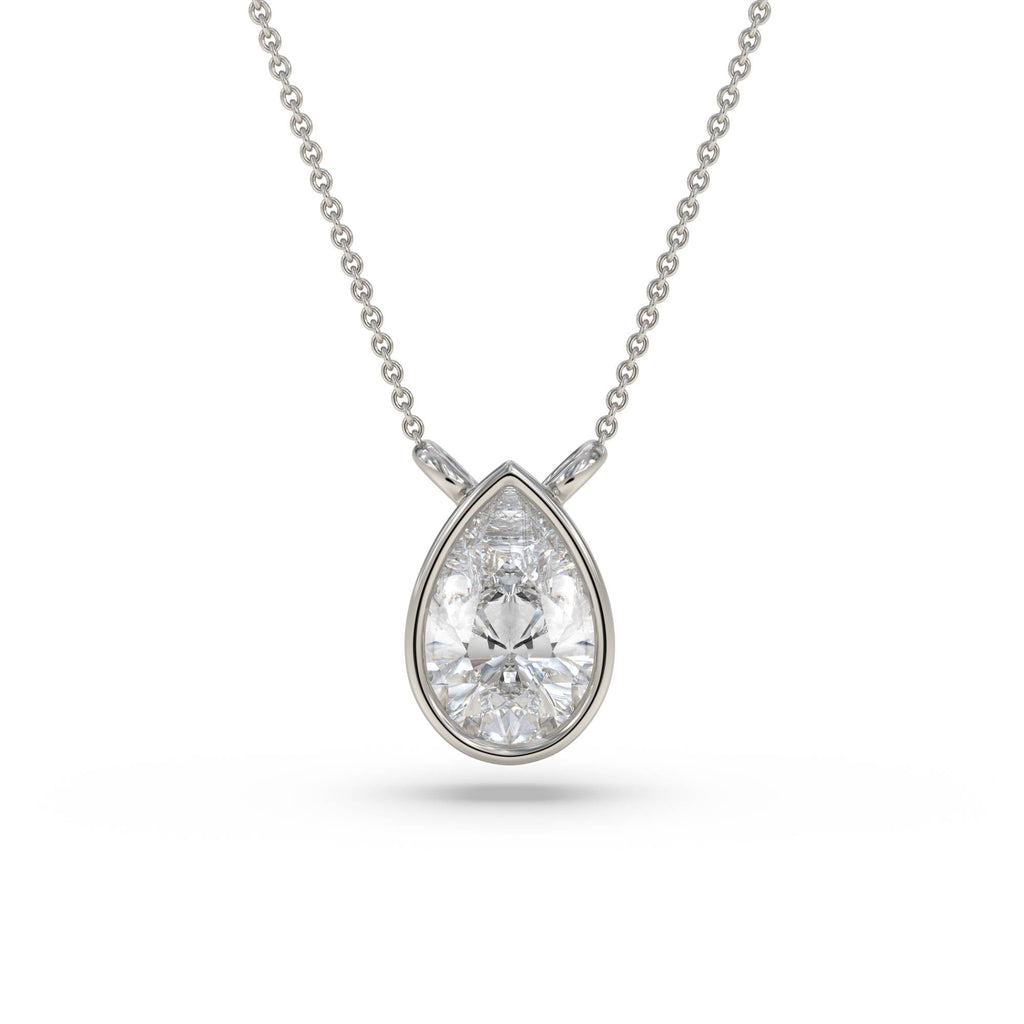 Pear Diamond Bezel Necklace