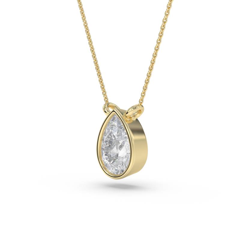 Pear Bezel Golden Pendant