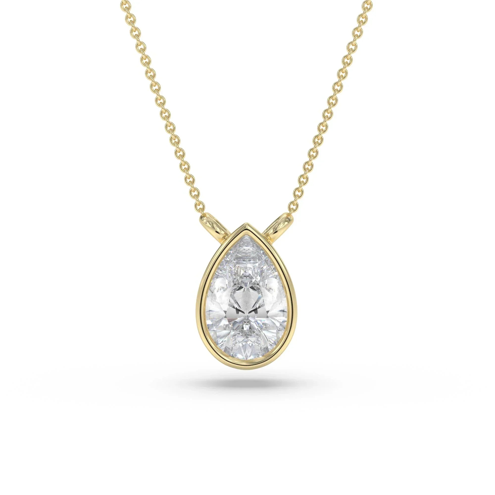 Pear Bezel Golden Pendant